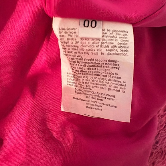 Alyce Paris Fuchsia Plush Sequins Strapless Sheer Top Dress size 00 - Picture 11 of 15